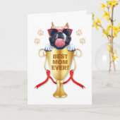 vanaf de Dog Birthday for Best MOM Ever Bulldog Kaart (Gele Bloem)