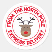 Vanaf de Noordpool express levering rendieren Ronde Sticker (Voorkant)