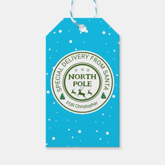 vanaf de noordpool van santa stickers cadeaulabel (Voorkant)