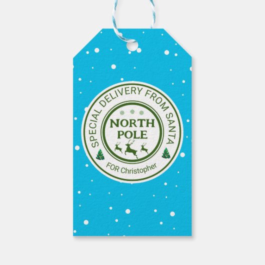 vanaf de noordpool van santa stickers cadeaulabel (Achterkant)