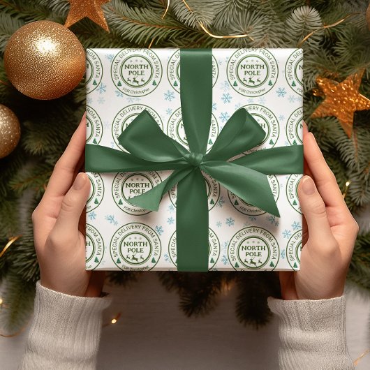 vanaf de noordpool van santa stickers cadeaupapier