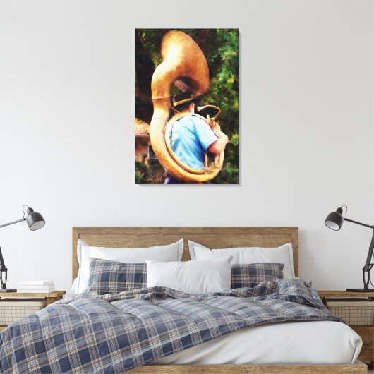 VANAF MINDER DAN $ 100 - Sousaphone Marching Away Canvas Afdruk (Insitu (Slaapkamer))