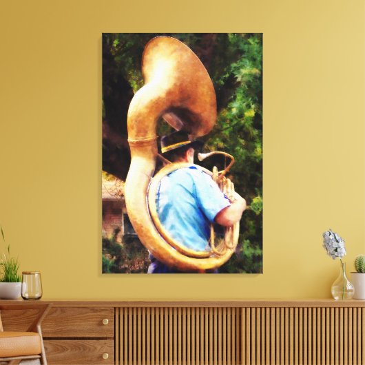 VANAF MINDER DAN $ 100 - Sousaphone Marching Away Canvas Afdruk (Insitu (Woonkamer))