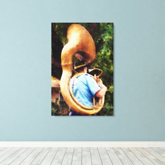 VANAF MINDER DAN $ 100 - Sousaphone Marching Away Canvas Afdruk (Insitu (Houten vloer))