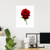 VANAF MINDER DAN $ 20 - Elegant Red Rosebud Poster (Thuiskantoor)