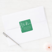 Vanaf modern script groen retouradres vierkante sticker (Envelop)