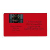 Vanaf ons nieuwe adres kerstmis etiket (Voorkant)