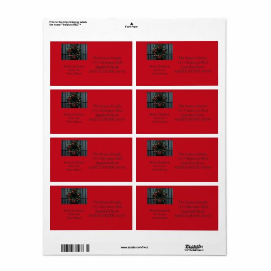 Vanaf ons nieuwe adres kerstmis etiket (Full Sheet)