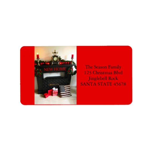 Vanaf ons nieuwe adres met kerstviering etiket (Voorkant)