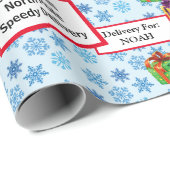 Vanaf Santa Childs' naam North Pole Speedy Deliver Cadeaupapier (Rol Hoek)