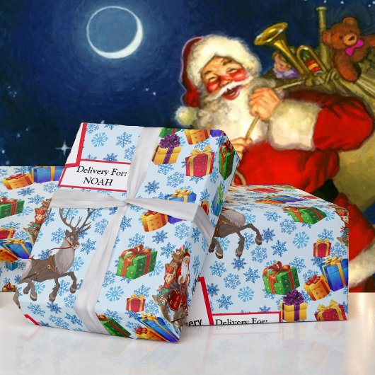 Vanaf Santa Childs' naam North Pole Speedy Deliver Cadeaupapier