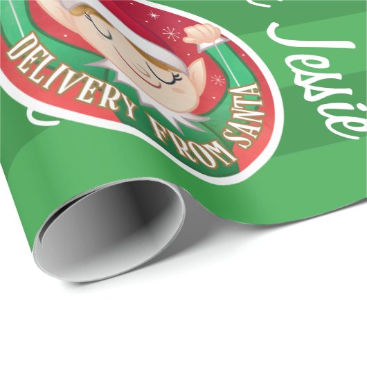 Vanaf Santa Kerstrood in Green Elf Cadeaupapier (Rol Hoek)