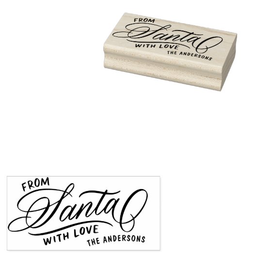 Vanaf Santa With Love Script + Name Kerstmis Rubberstempel (Gestempeld)