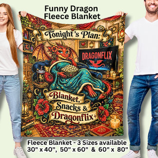 Vanavond Dekensnacks Dragonflix Grappige Rode Draa Fleece Deken