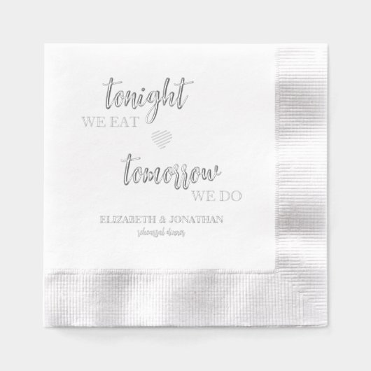 Vanavond eten we, morgen doen we een repetitiedine folie servetten (Voorkant)