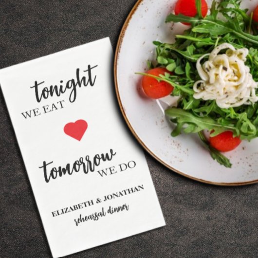 Vanavond eten we, morgen doen we een repetitiedine servet