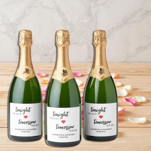 Vanavond Eten We, Morgen Doen We Oefenavond Eten Sparkling Wijnetiket