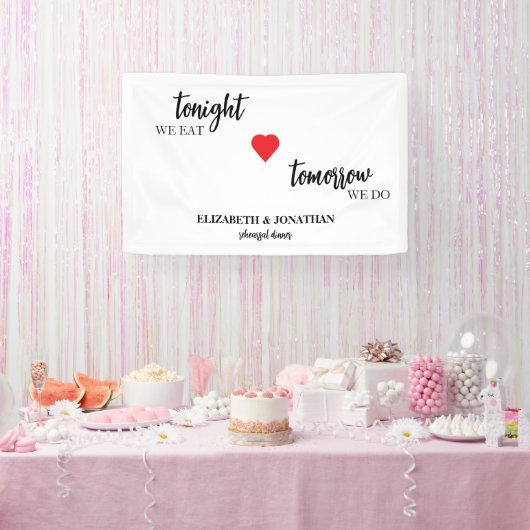 Vanavond Eten We, Morgen Doen We Oefenavondmaal Spandoek (Feest)