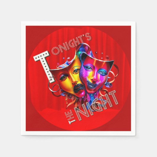 Vanavond is de Nacht (Rode Gordijn) Servet (Voorkant)