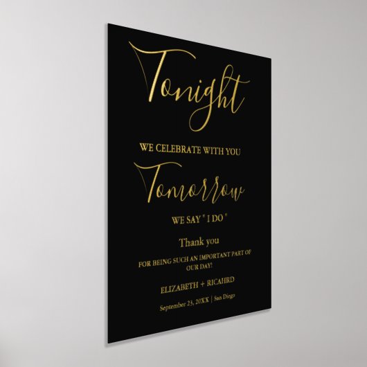 Vanavond vieren we bruiloft repetitie diner teken folie afdrukken (Laagn)