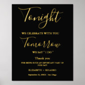 Vanavond vieren we bruiloft repetitie diner teken folie afdrukken (Voorkant)