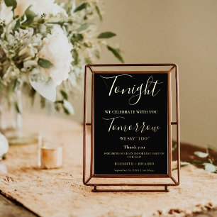 Vanavond vieren we bruiloft repetitie diner teken folie afdrukken