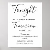 Vanavond vieren we bruiloft repetitie diner teken poster (Voorkant)