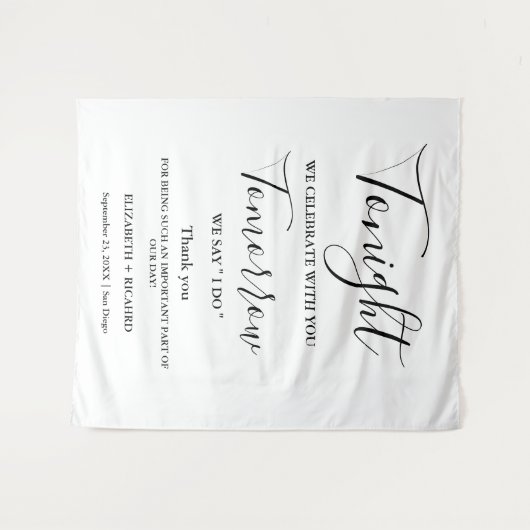 Vanavond vieren we bruiloft repetitie diner teken wandkleed (Voorkant (horizontaal))