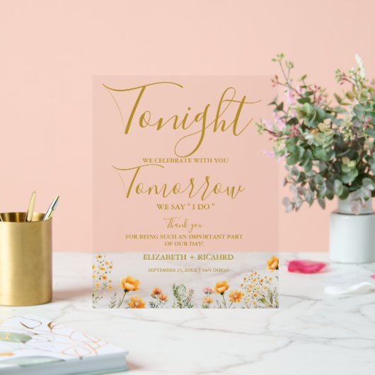 Vanavond vieren we het huwelijksrepetitie diner acryl bord (Huwelijk)