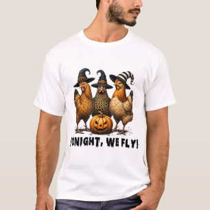 Vanavond Vliegen Halloween Kip Herfst Boerderij Di T-shirt