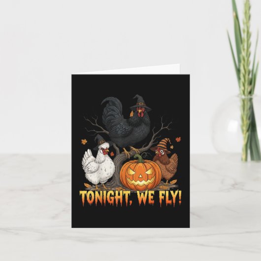 Vanavond Vliegen Kip Heks Grappig Pluimvee Hallowe Kaart (Voorkant)