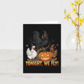 Vanavond Vliegen Kip Heks Grappig Pluimvee Hallowe Kaart (Gele Bloem)