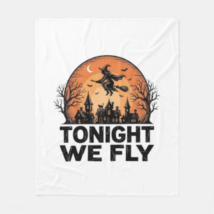 Vanavond Vliegen Vintage Heks Halloween Shirt Ontw Fleece Deken