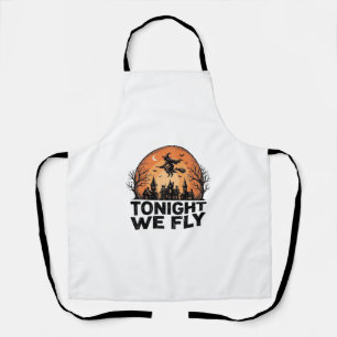 Vanavond Vliegen Vintage Heks Halloween Shirt Ontw Schort