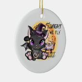 Vanavond vliegen we - Black Witch Cat Keramisch Ornament (Rechts)