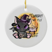 Vanavond vliegen we - Black Witch Cat Keramisch Ornament (Achterkant)