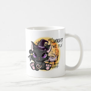 Vanavond vliegen we - Black Witch Cat Koffiemok