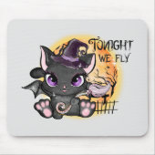 Vanavond vliegen we - Black Witch Cat Muismat (Voorkant)