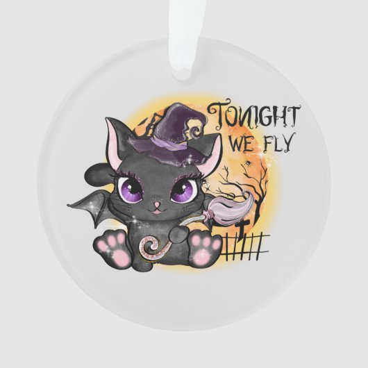 Vanavond vliegen we - Black Witch Cat Ornament (voorkant)