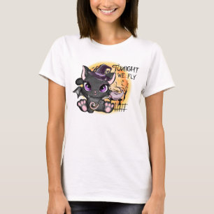 Vanavond vliegen we - Black Witch Cat T-shirt
