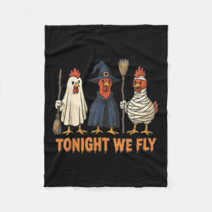 Vanavond vliegen we Funny Witch Chicken Halloween Fleece Deken