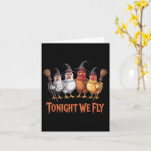 Vanavond vliegen we Funny Witch Chicken Halloween  Kaart (Gele Bloem)