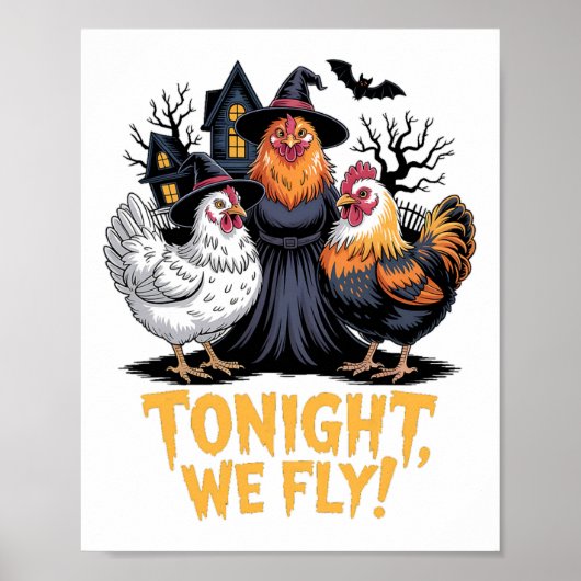 Vanavond vliegen we grappige Halloween Witch Chick Poster (Voorkant)