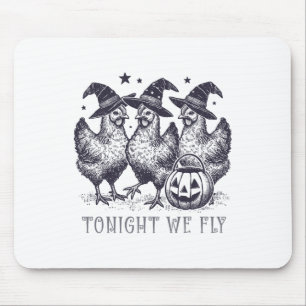 Vanavond vliegen we grappige kip Halloween kostuum Muismat