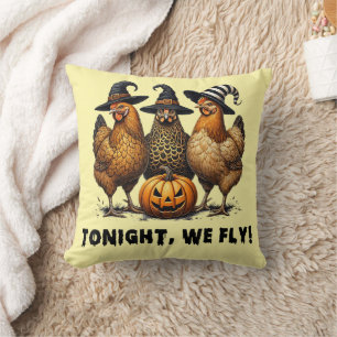 Vanavond vliegen we grappige kip Halloween Kussen
