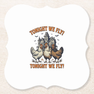 Vanavond Vliegen We Grappige Kip Halloween Shirt O Kartonnen Onderzetters