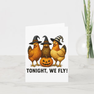 Vanavond vliegen we grappige kip heks Halloween on Kaart