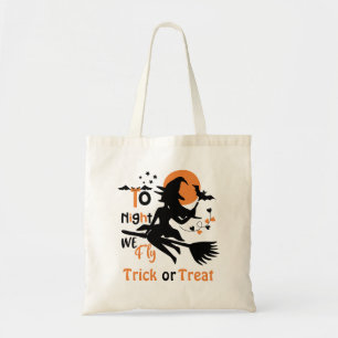 Vanavond vliegen we Halloween heks op een bezem Tote Bag