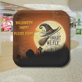 Vanavond Vliegen we Halloween Papieren Bordje
