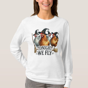 Vanavond vliegen we met Halloween Witch Chickens T-shirt